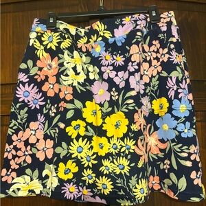 Croft & Barrow A-Line Skirt with Floral Print - Navy and Multicolor